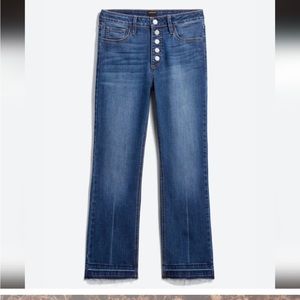 Just Black Denim Robinson button front release hem kick flare jeans